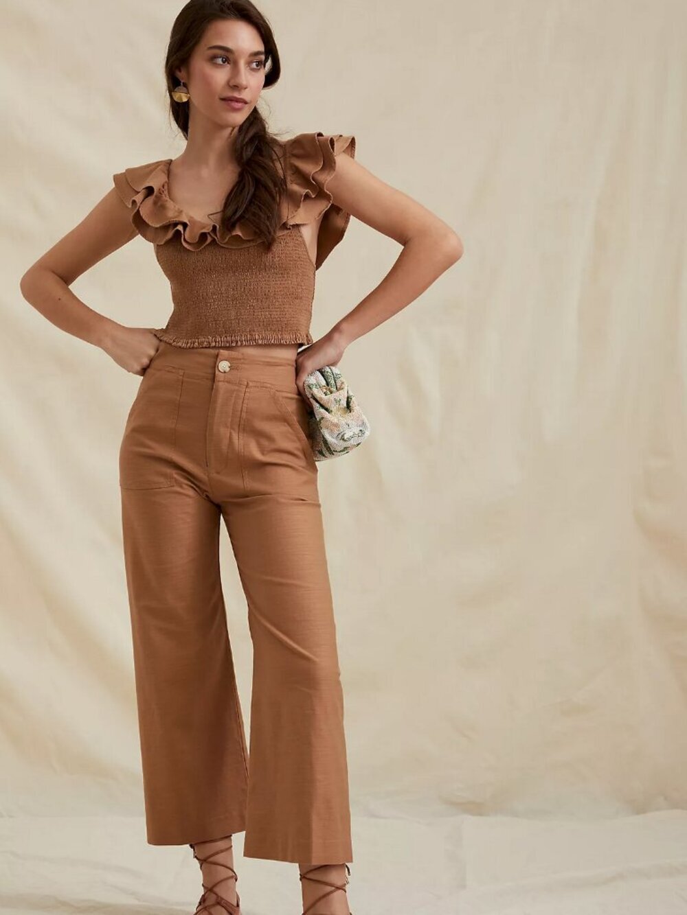 Anthropologie Maeve Colette Wide-Leg Cropped Pants